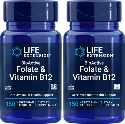 Life Extension folato bioactivo y vitamina b12 suplemento 150 cápsulas vegetales