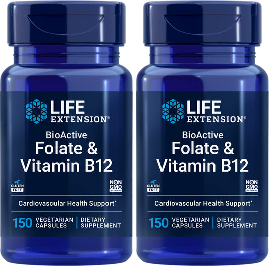 Life Extension folato bioactivo y vitamina b12 suplemento 150 cápsulas vegetales