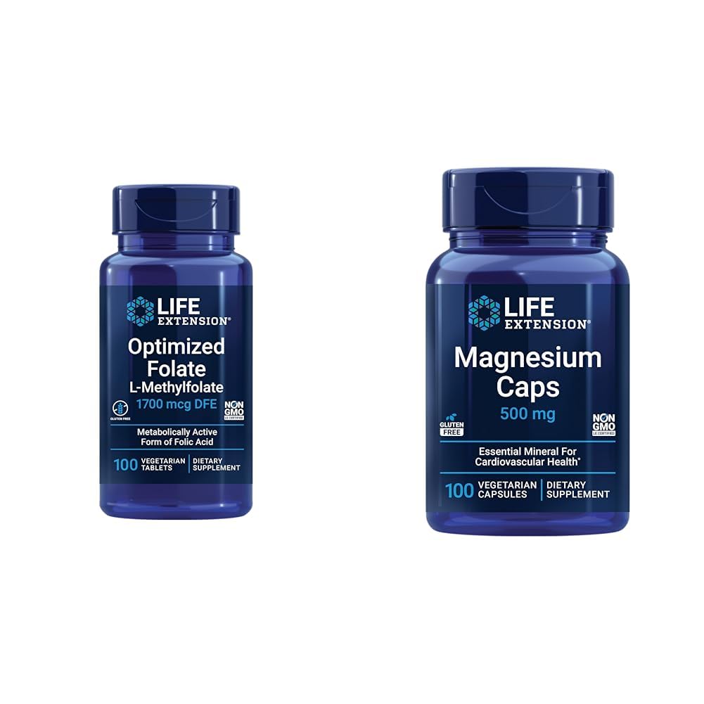Life Extension folato magnesio suplemento salud cerebral y corazón