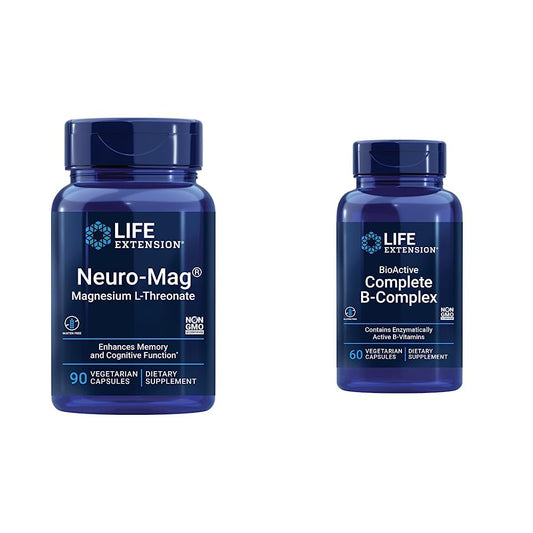 Life Extension Neuro-mag y Complejo B bioactivo frascos