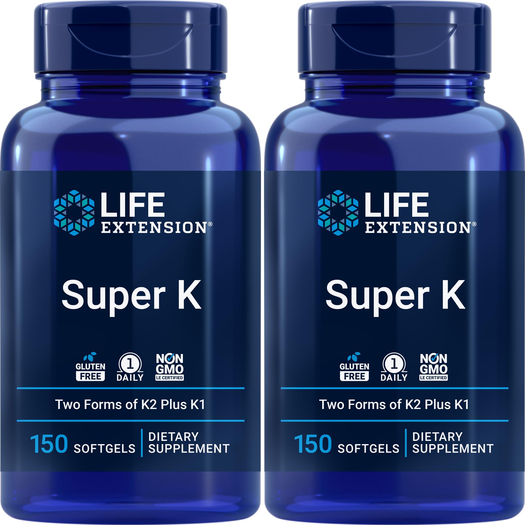Life Extension Super K suplemento vitamina K paquete de 2 frascos