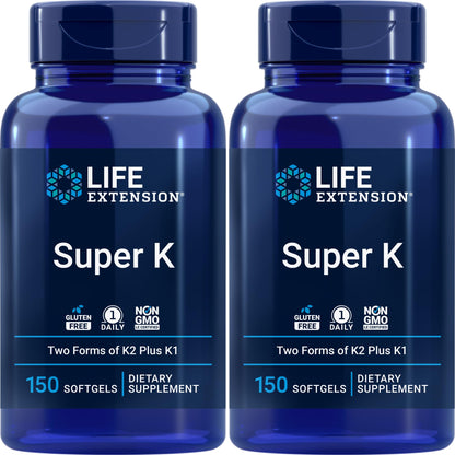 Life Extension Super K suplemento vitamina K paquete de 2 frascos