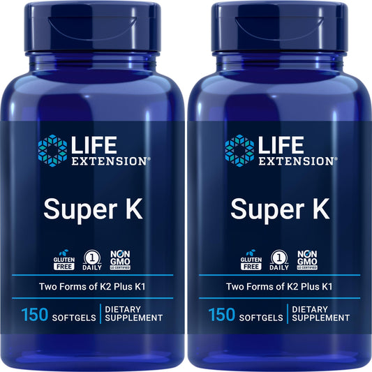 Life Extension Super K suplemento vitamina K paquete de 2 frascos