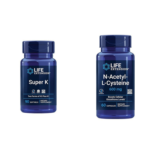 Life Extension Super K vitaminas K1,K2 y NAC suplemento para salud