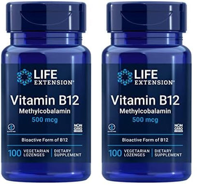 Frasco vitamina B12 metilcobalamina Life Extension 500mcg