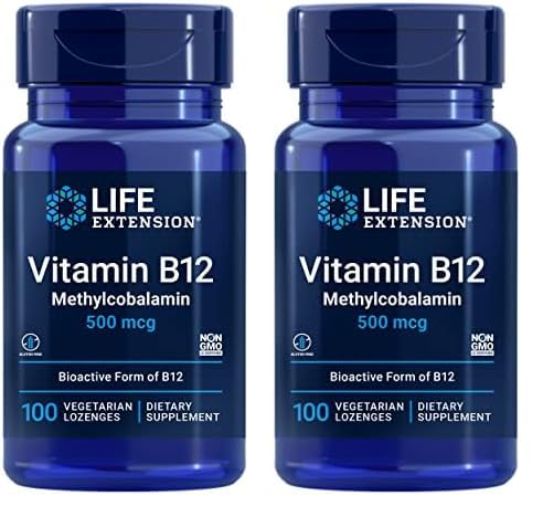 Frasco vitamina B12 metilcobalamina Life Extension 500mcg