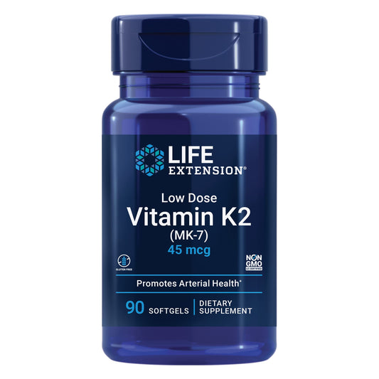 Life Extension suplemento vitamina K2 y D3 cápsulas blandas vista frontal