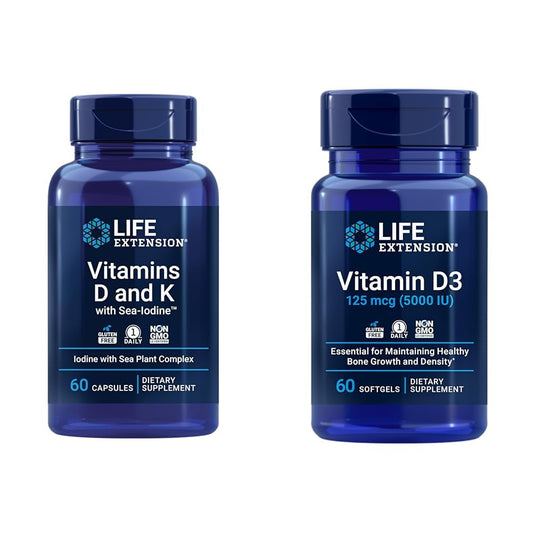 Life Extension vitaminas D3 K1 K2 y yodo suplemento