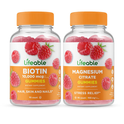 Paquete Lifeable Biotina y Magnesio gomitas sabor natural