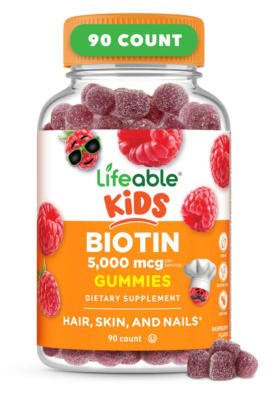 Lifeable gominolas de biotina para niños sabor frambuesa