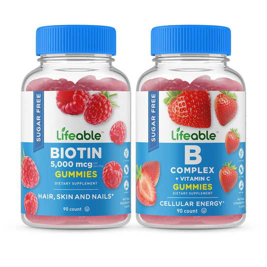 Lifeable gomitas biotina y complejo b sin azúcar botella frontal