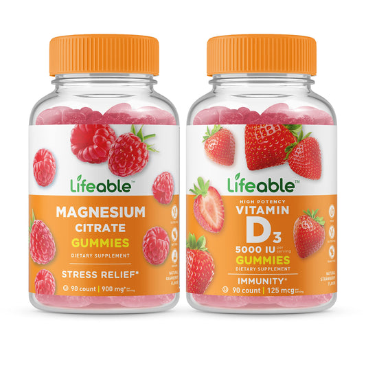 Lifeable gomitas magnesio y vitamina d 5000 iu frasco 90 unidades