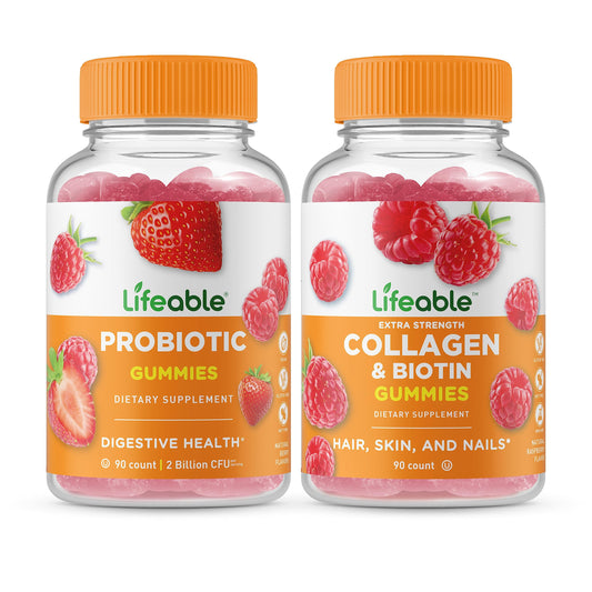 Lifeable gomitas probiótico 2 mil millones CFU colágeno biotina