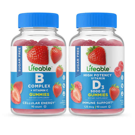 Botella Lifeable gomitas sin azúcar complejo B y vitamina D
