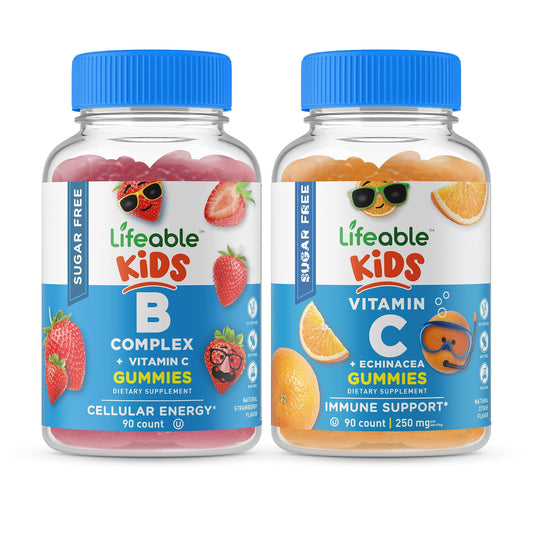Lifeable gomitas veganas sin azúcar vitaminas B complejo y vitamina C niños
