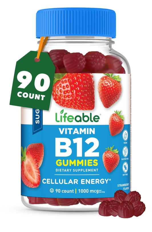 Lifeable gomitas vitamina b12 sin azúcar para energía y metabolismo