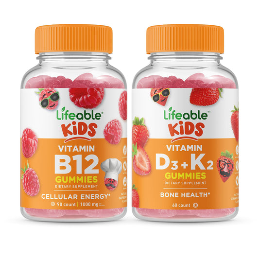 Lifeable gomitas vitaminas B12 D3 K2 para niños sin gluten