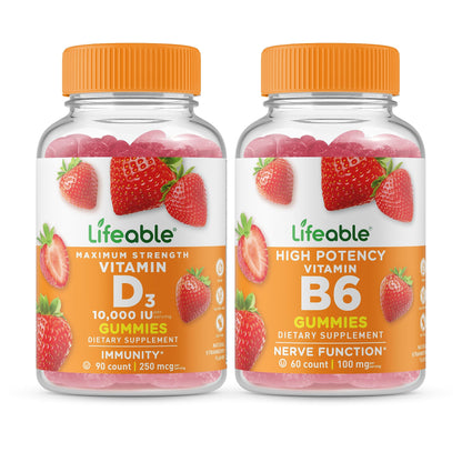 Lifeable gomitas vitamínicas vitamina D 10000 UI y B6 veganas