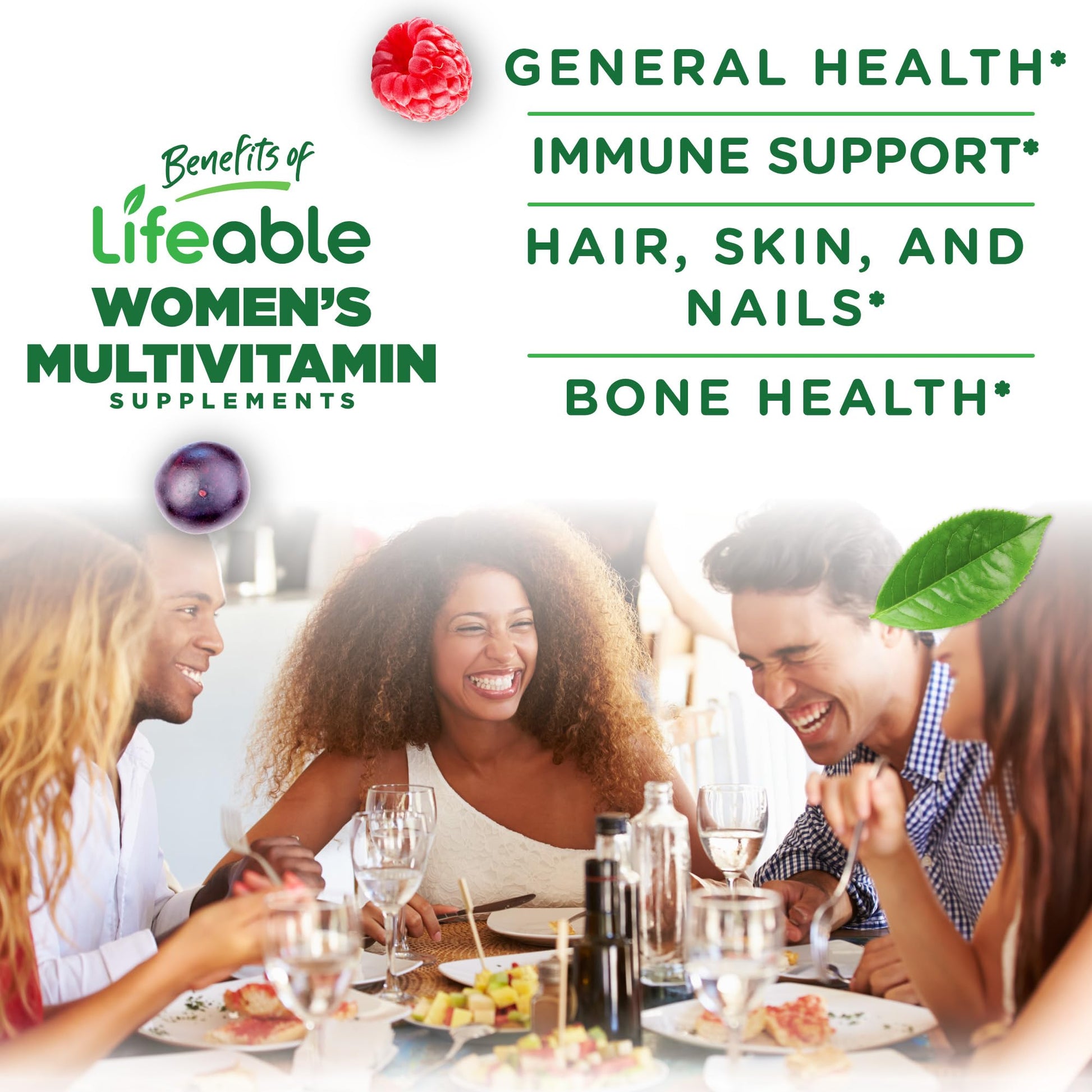 Etiqueta de ingredientes de multivitaminas Lifeable para mujeres.
