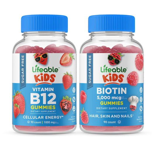Botella de gomitas Lifeable vitamina B12 y fibra prebiótica para niños