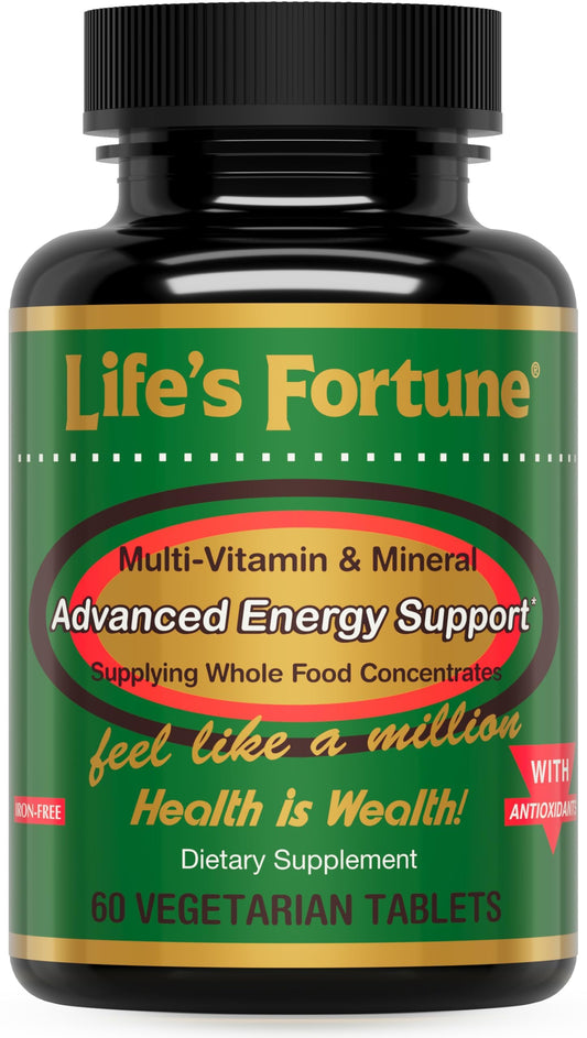 Life's Fortune multivitaminico caja y frasco color dorado