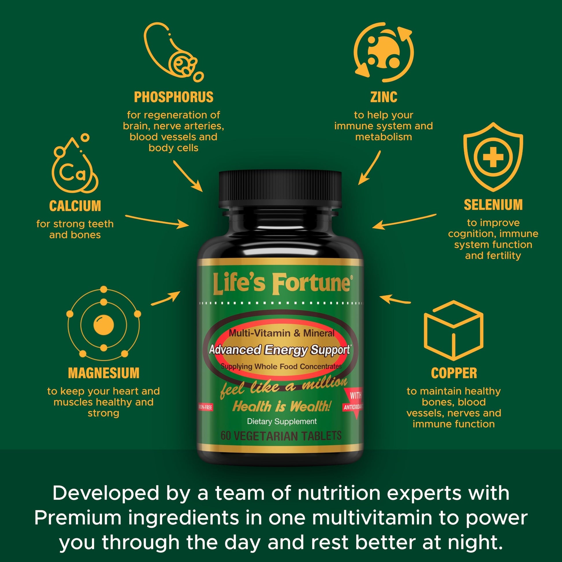 Tabletas del multivitamínico Life's Fortune dorado