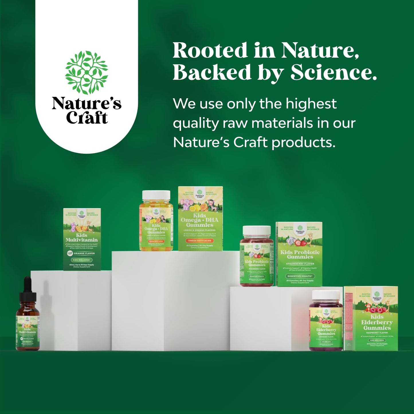 Línea completa de suplementos Nature's Craft para el cuidado infantil.