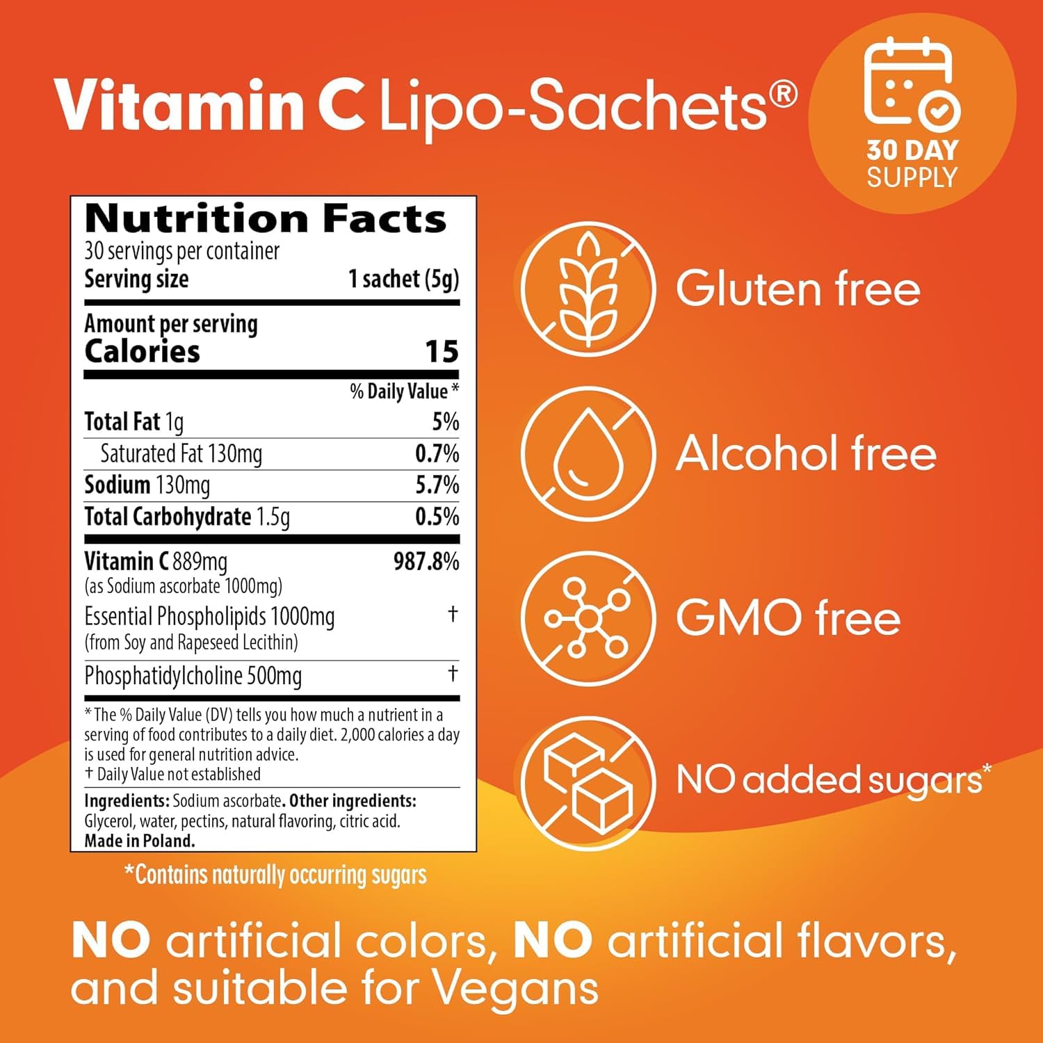 Lipo-Sachet vitamina C fácil de llevar y consumir en cualquier lugar