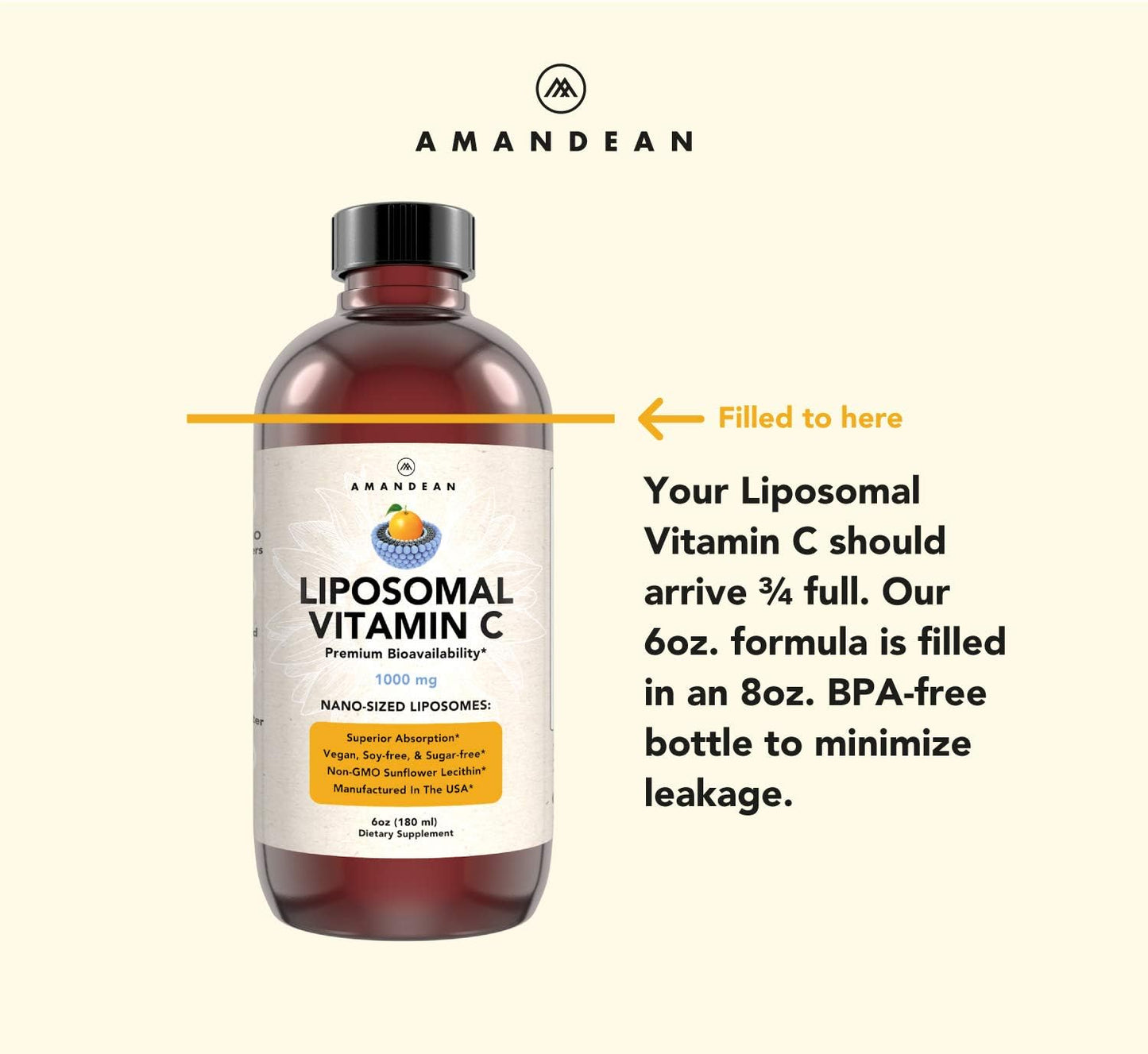 Liposomal Vitamina C AMANDEAN sin ingredientes artificiales