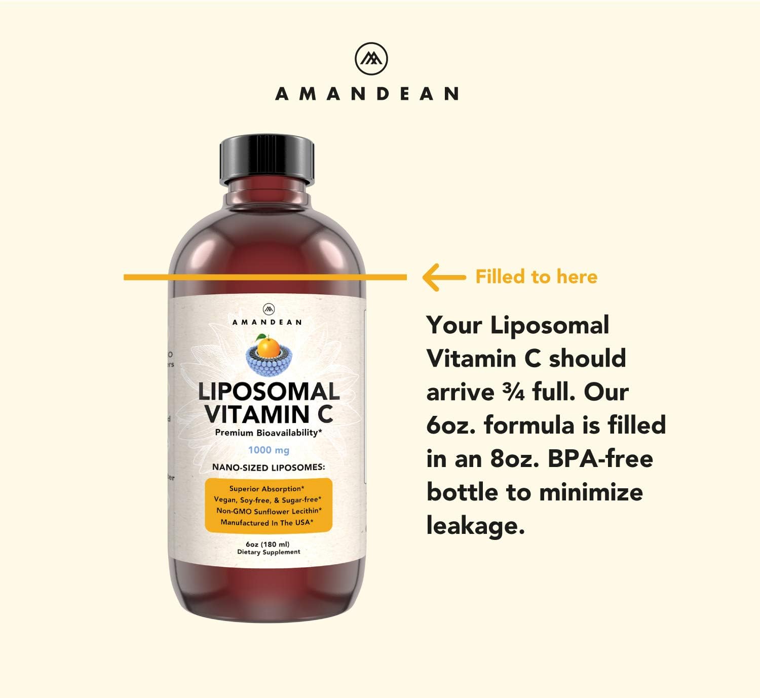 Liposomal Vitamina C AMANDEAN sin ingredientes artificiales