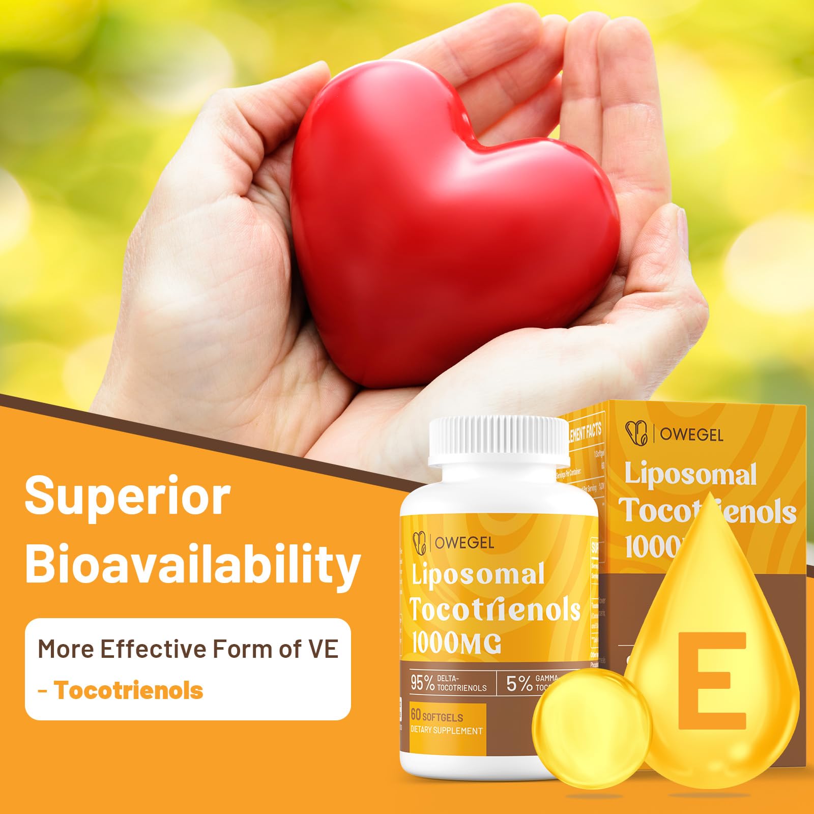 Liposomal vitamina e tocotrienoles 1000mg suplemento owegel