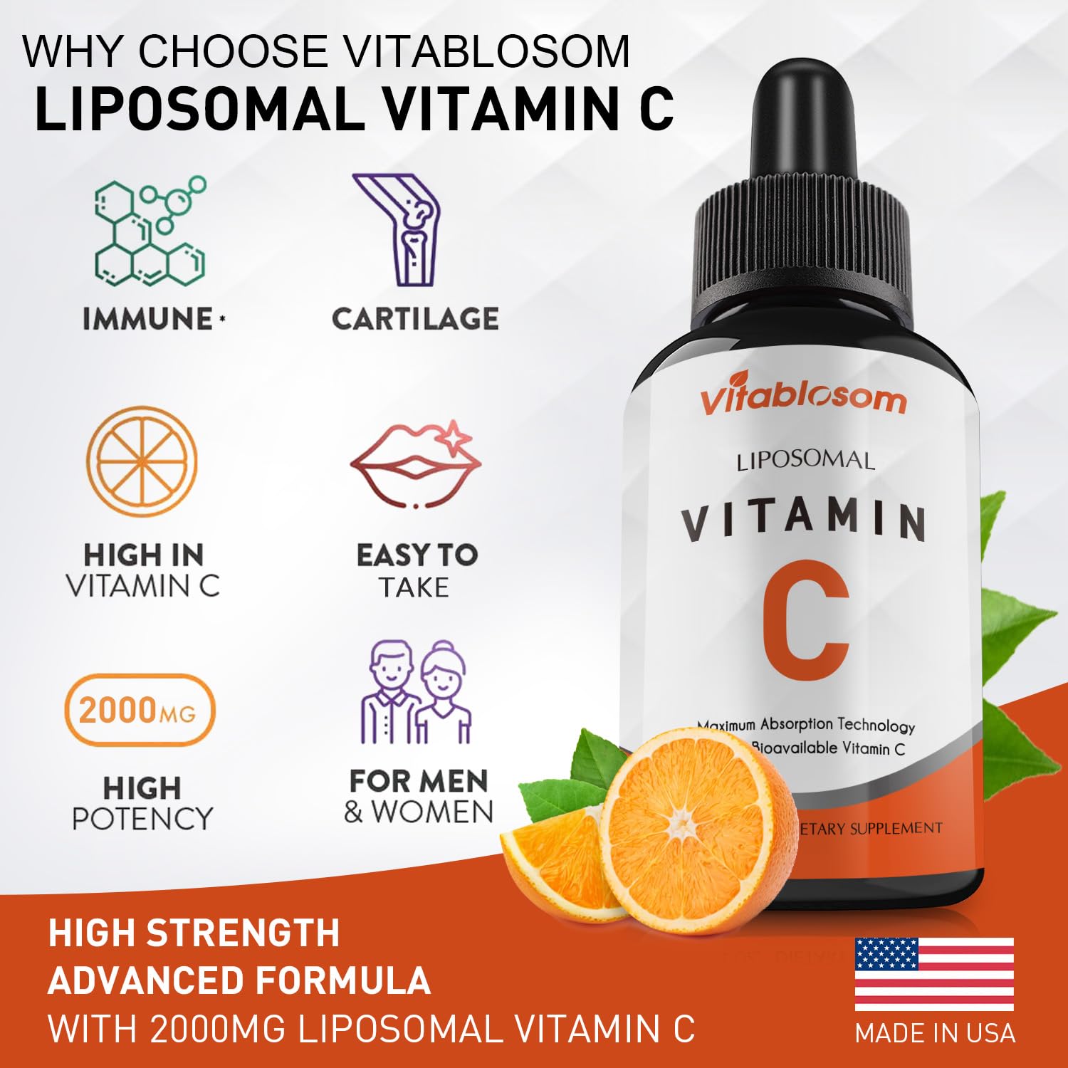 Líquido vitamina c liposomal Vitablosom vista lateral