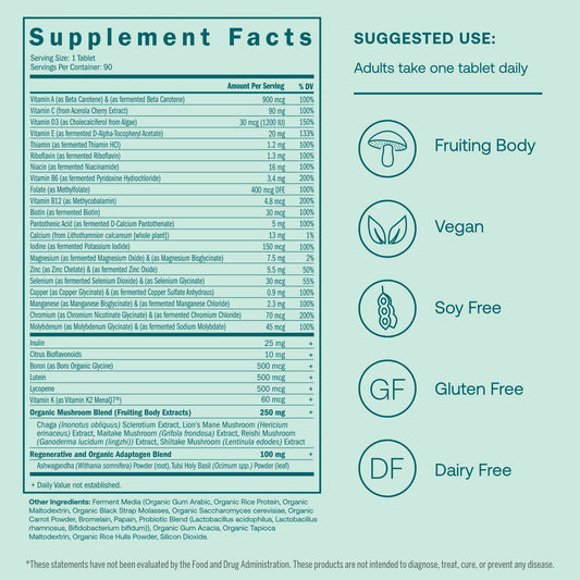 Lista de ingredientes multivitamínicos True Grace
