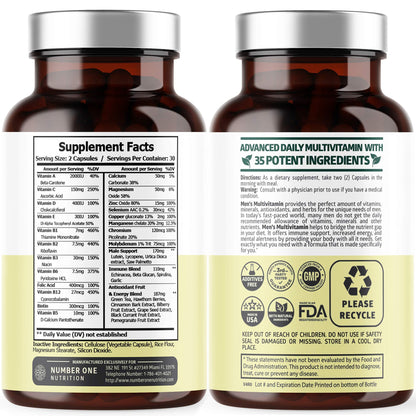 Lista de ingredientes de suplementos N1N en la botella