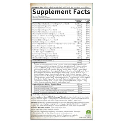 Lista de ingredientes y vitaminas multivitaminas hombres