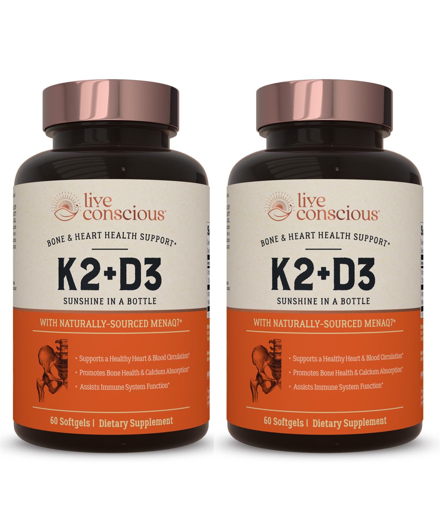 Live Conscious suplemento vitamina k2 mk7 y d3 5000 iu paquete 2