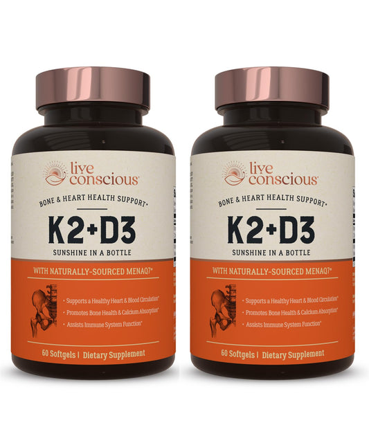 Live Conscious suplemento vitamina k2 mk7 y d3 5000 iu paquete 2