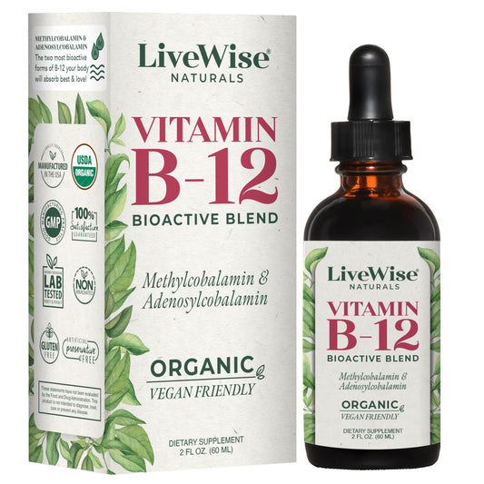 Botella vitamina b12 líquida sublingual Live Wise Naturals