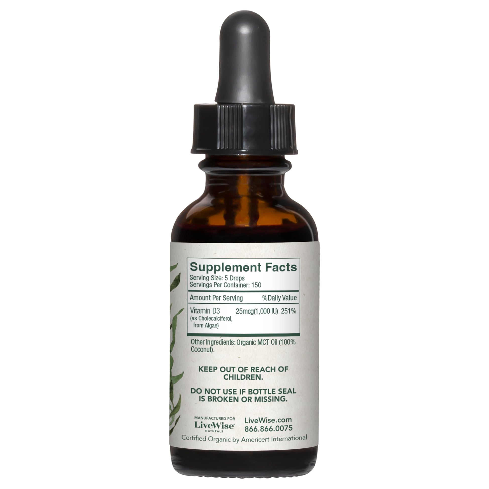 Live Wise Naturals vitamina D3 vegana en gotas