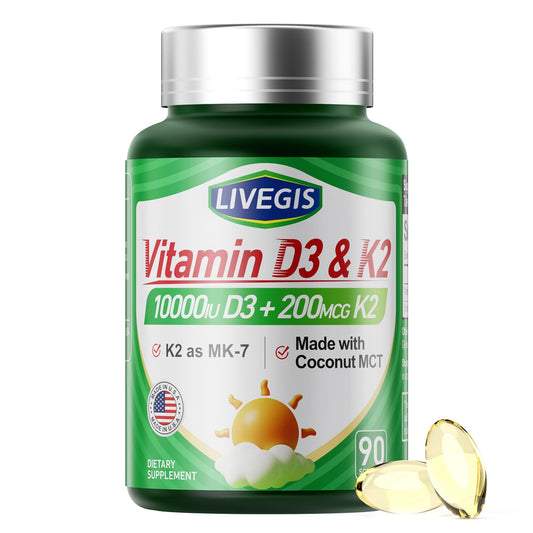 LIVEGIS softgels vitamina d3 k2 con aceite de coco para salud