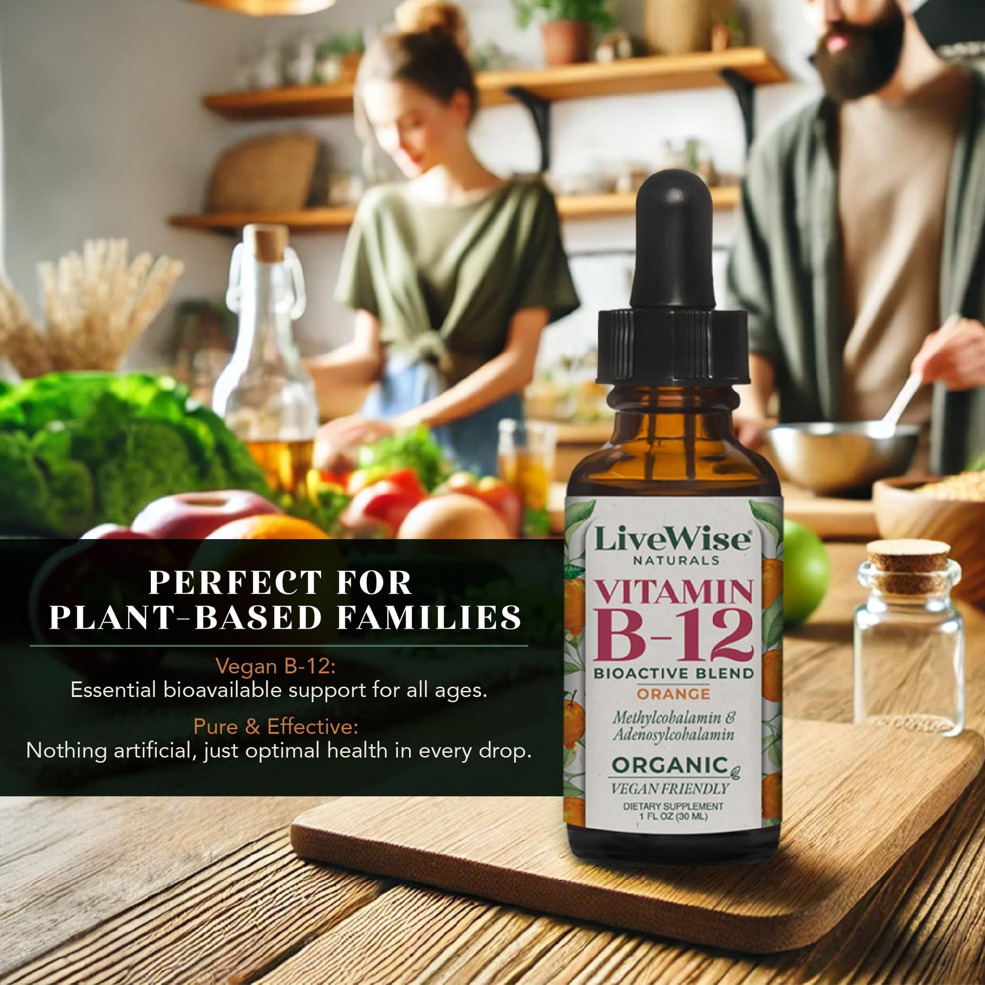 LiveWise Naturals vitamina b12 con alcohol de uva orgánico