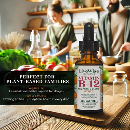 LiveWise Naturals vitamina b12 con alcohol de uva orgánico