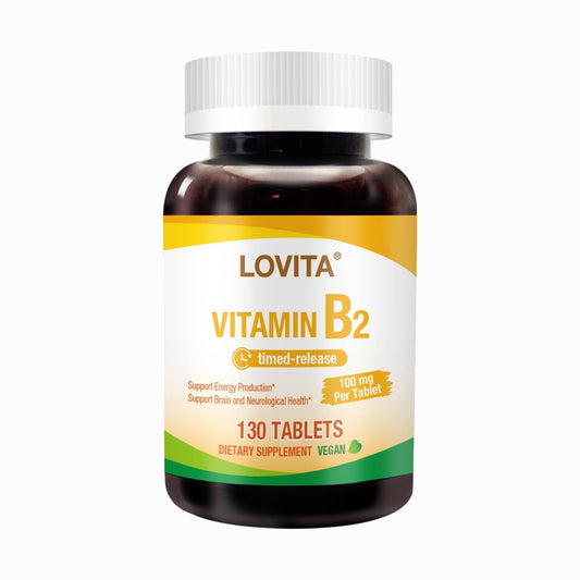 Lovita vitamina B2 botella de 130 tabletas veganas