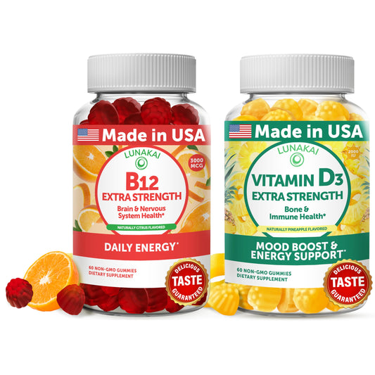 Lunakai gomas vitamina b12 y d3 suplemento energético orgánico