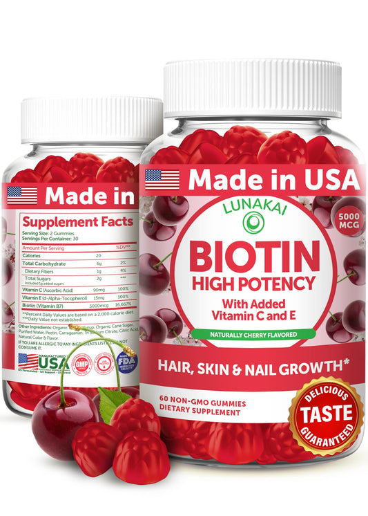lunakai gomitas biotina 5000mcg vitaminas c e cabello piel uñas