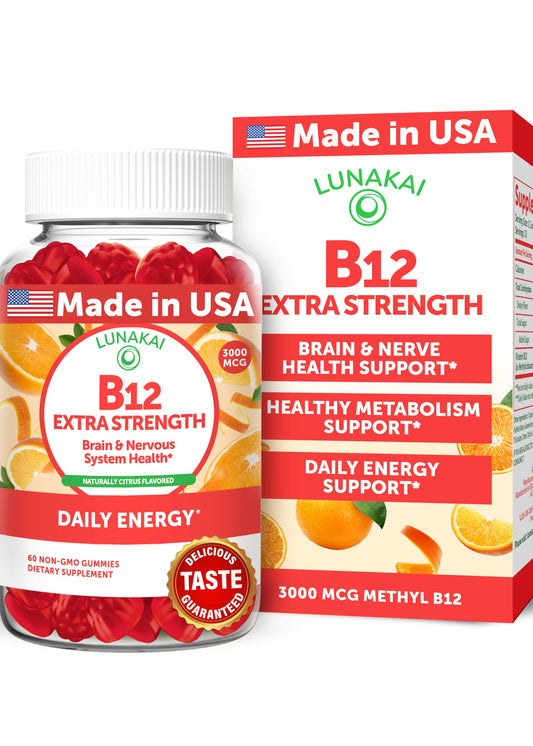 Lunakai gomitas vitamina b12 3000mcg 60 unidades sabor cítrico