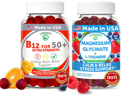 Paquete Lunakai vitaminas B12 y magnesio glicinato gomitas