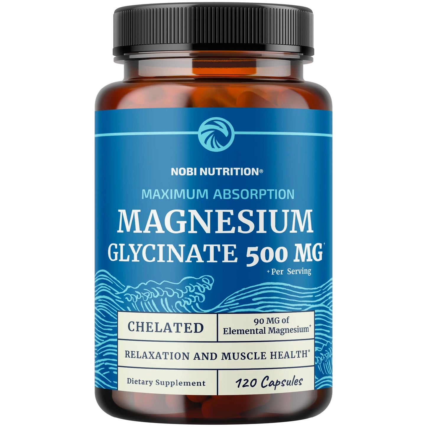 Frasco de Magnesio Glycinato 500 mg frente