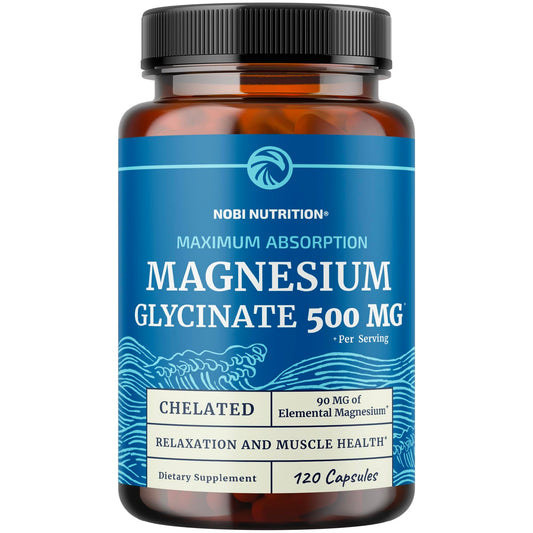 Frasco de Magnesio Glycinato 500 mg frente
