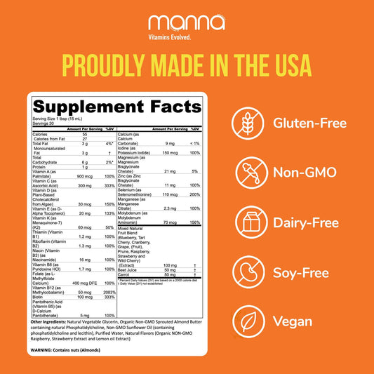Manna multivitamínico liposomal tabla de nutrición